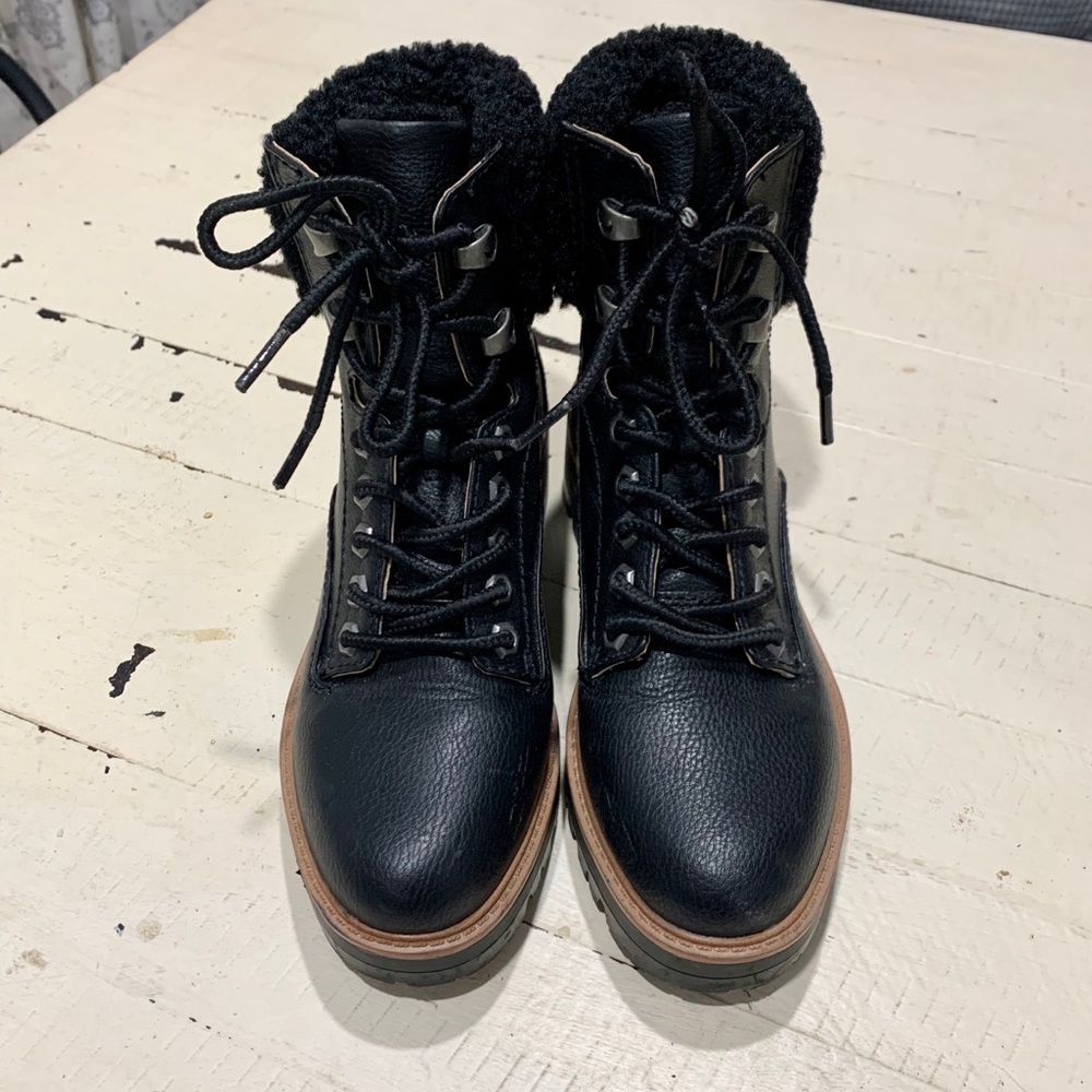 Indigo Irard Black Lace Up Sherpa Hiker Boot 5.5 - Picture 4 of 15